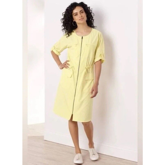 Soft Surroundings Dresses & Skirts - Soft Surroundings Go Lively Traverse Dress Yellow Roll Tab Sleeve Women's M